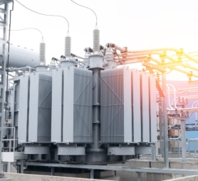 High,Voltage,Transformer,Of,High,Electrical,Power,At,Substation,On